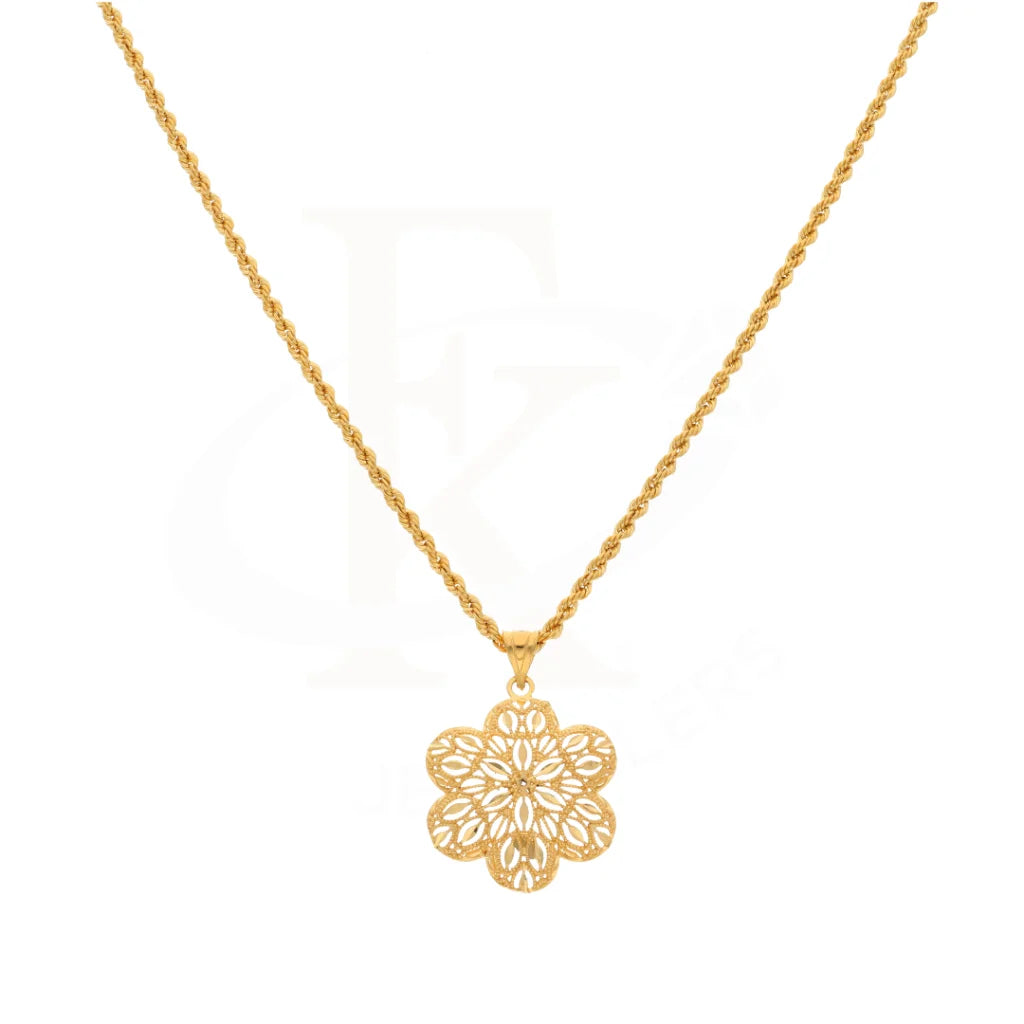 Gold Necklace (Chain With Flower Pendant) 21Kt - Fkjnkl21Km8391 Necklaces