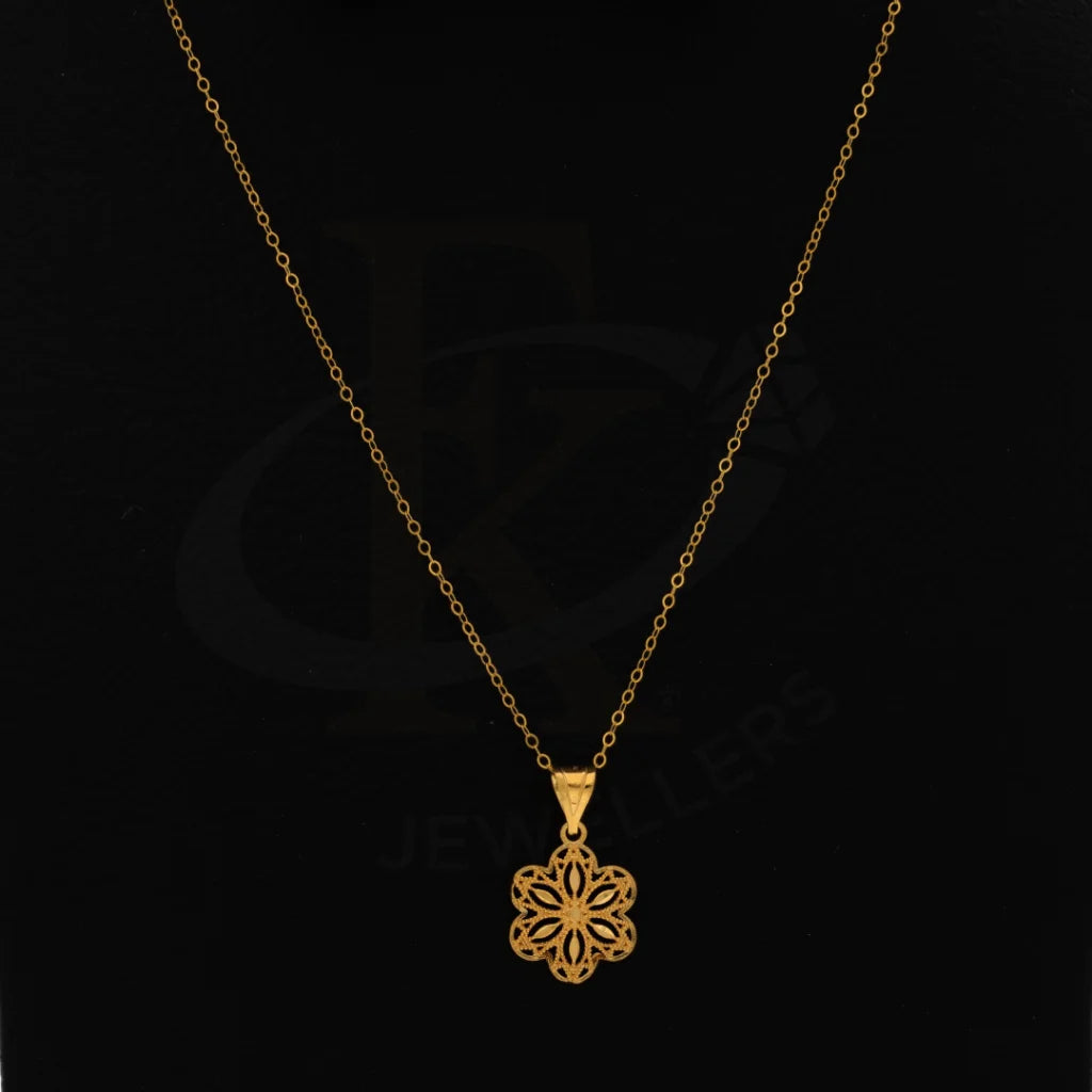 Gold Necklace (Chain With Flower Pendant) 21Kt - Fkjnkl21Km8399 Necklaces