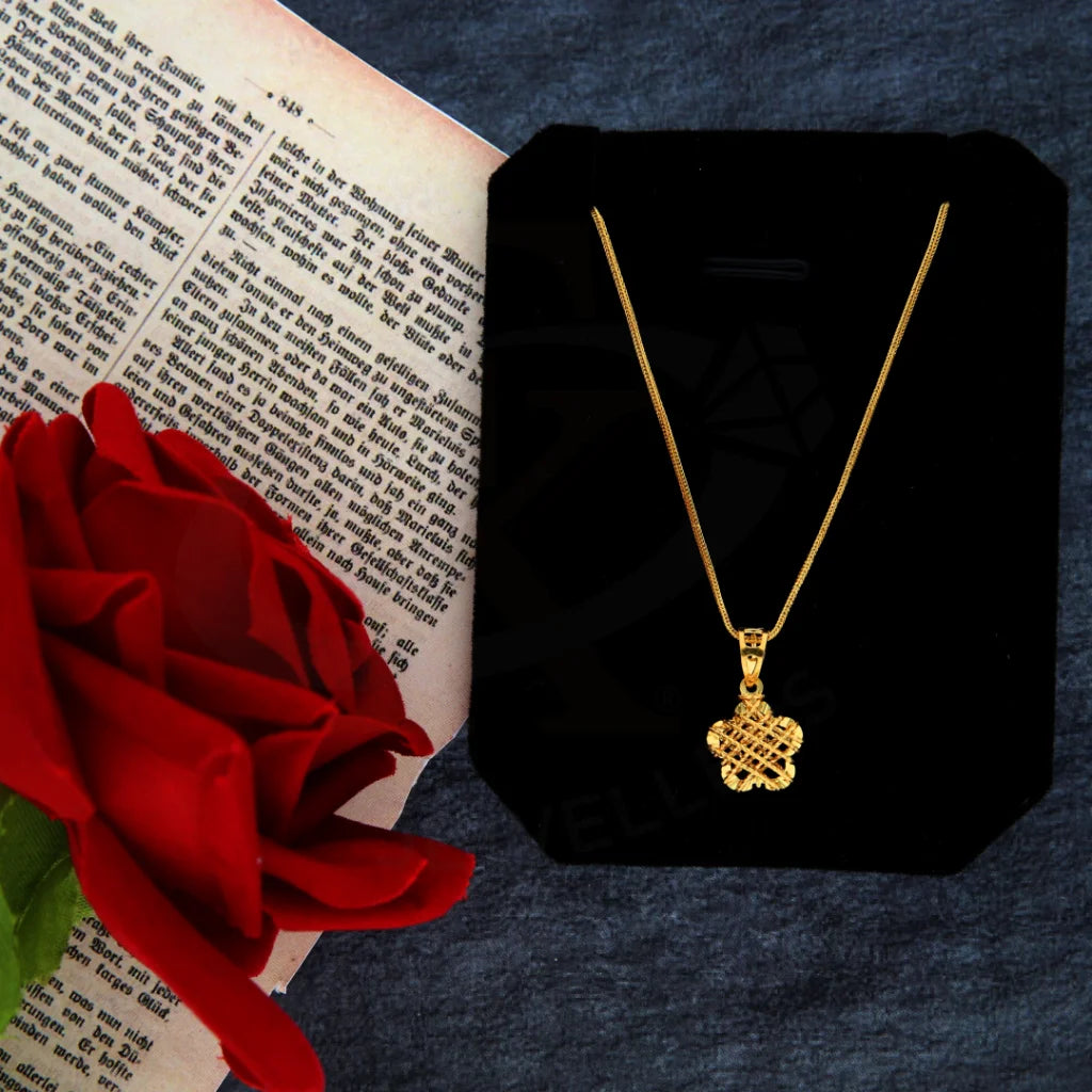 Gold Necklace (Chain With Flower Pendant) 21Kt - Fkjnkl21Km8428 Necklaces