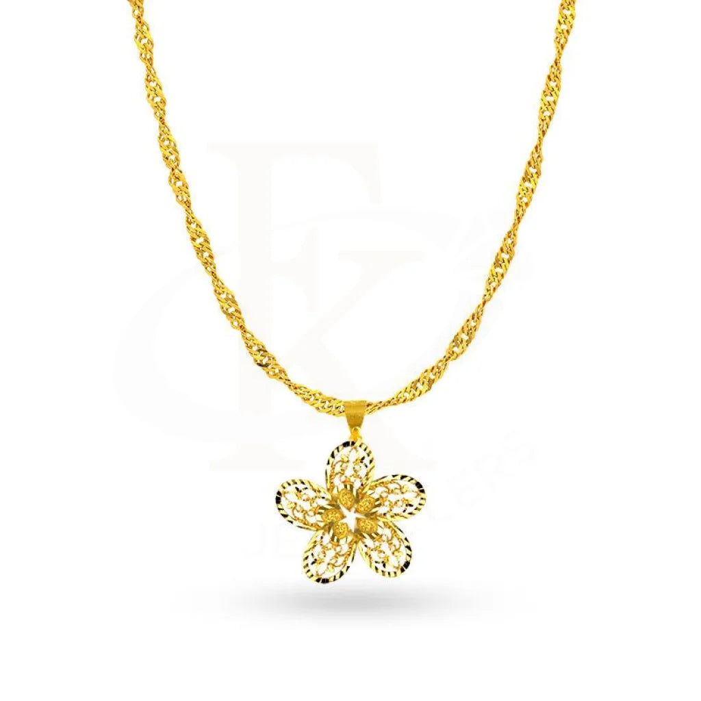 Gold Necklace (Chain With Flower Pendant) 22Kt - Fkjnkl1700 Necklaces
