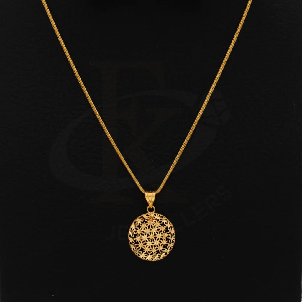 Gold Necklace (Chain With Flower Round Pendant) 21Kt - Fkjnkl21Km8378 Necklaces