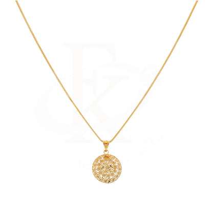 Gold Necklace (Chain With Flower Round Pendant) 21Kt - Fkjnkl21Km8378 Necklaces