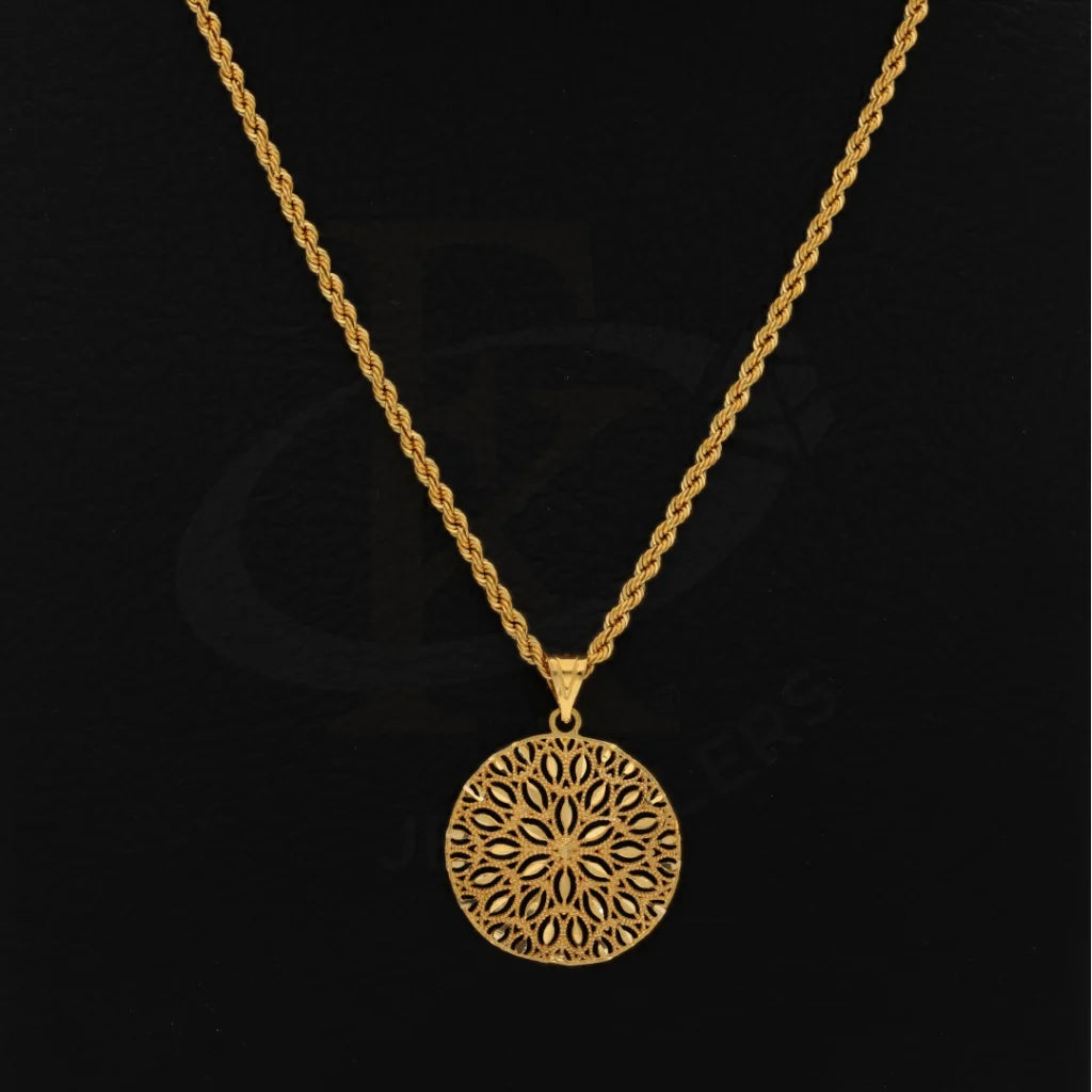 Gold Necklace (Chain With Flower Round Pendant) 21Kt - Fkjnkl21Km8382 Necklaces