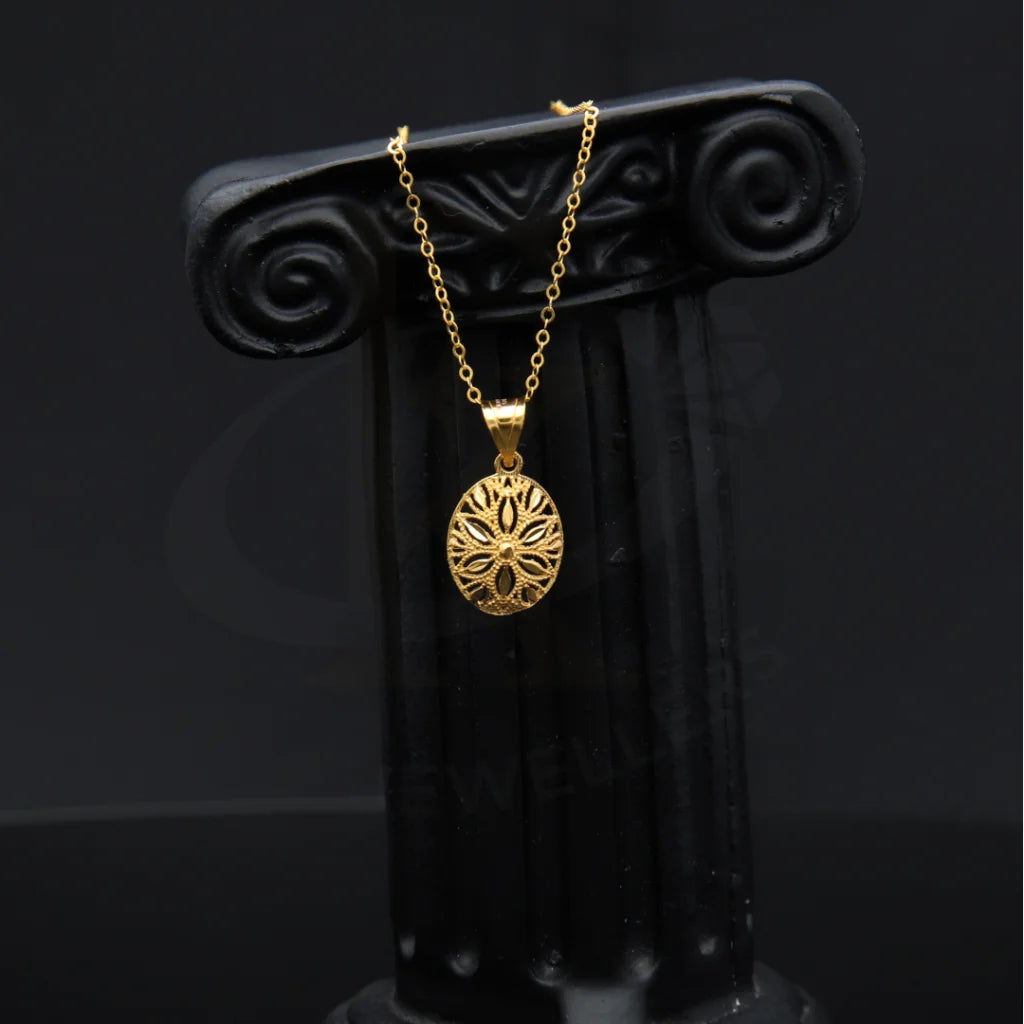 Gold Necklace (Chain With Flower Shaped Hollow Pendant) 21Kt - Fkjnkl21K7937 Necklaces