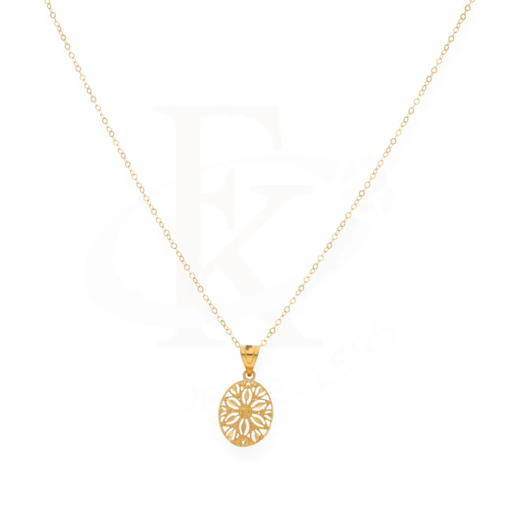 Gold Necklace (Chain With Flower Shaped Hollow Pendant) 21Kt - Fkjnkl21K7937 Necklaces