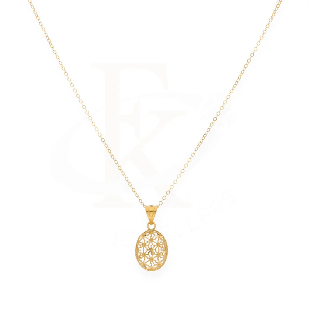 Gold Necklace (Chain With Flower Shaped Hollow Pendant) 21Kt - Fkjnkl21Km7948 Necklaces