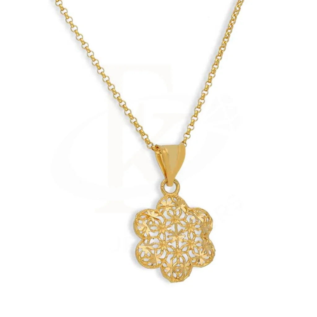 Gold Necklace (Chain With Flower Shaped Pendant) 21Kt - Fkjnkl21K3076 Necklaces