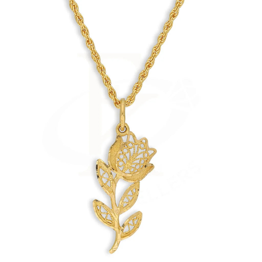 Gold Necklace (Chain With Flower Shaped Pendant) 21Kt - Fkjnkl21K5128 Necklaces