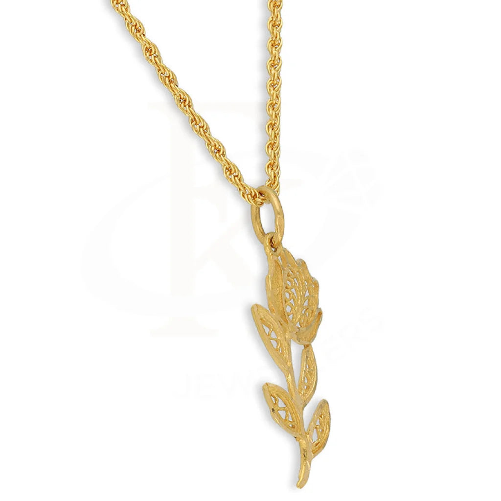 Gold Necklace (Chain With Flower Shaped Pendant) 21Kt - Fkjnkl21K5128 Necklaces