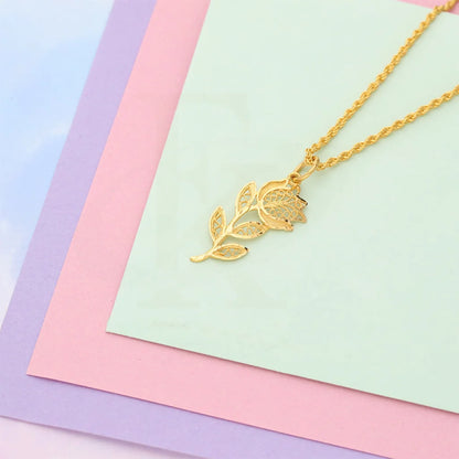 Gold Necklace (Chain With Flower Shaped Pendant) 21Kt - Fkjnkl21K5128 Necklaces