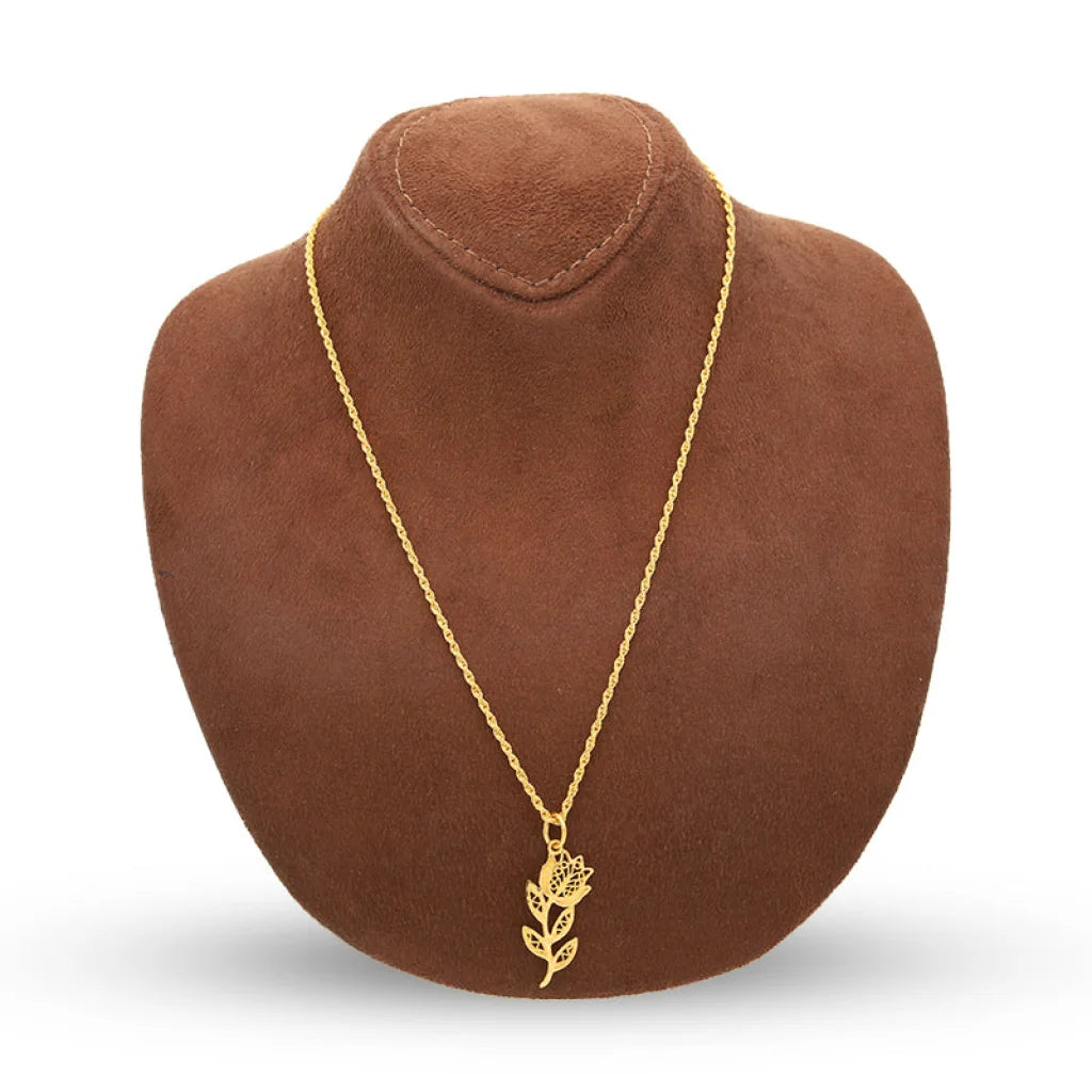 Gold Necklace (Chain With Flower Shaped Pendant) 21Kt - Fkjnkl21K5128 Necklaces