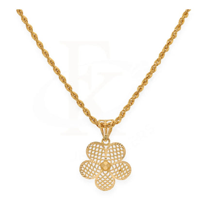 Gold Necklace ( Chain With Flower Shaped Pendant ) 21Kt - Fkjnkl21K7550 Necklaces