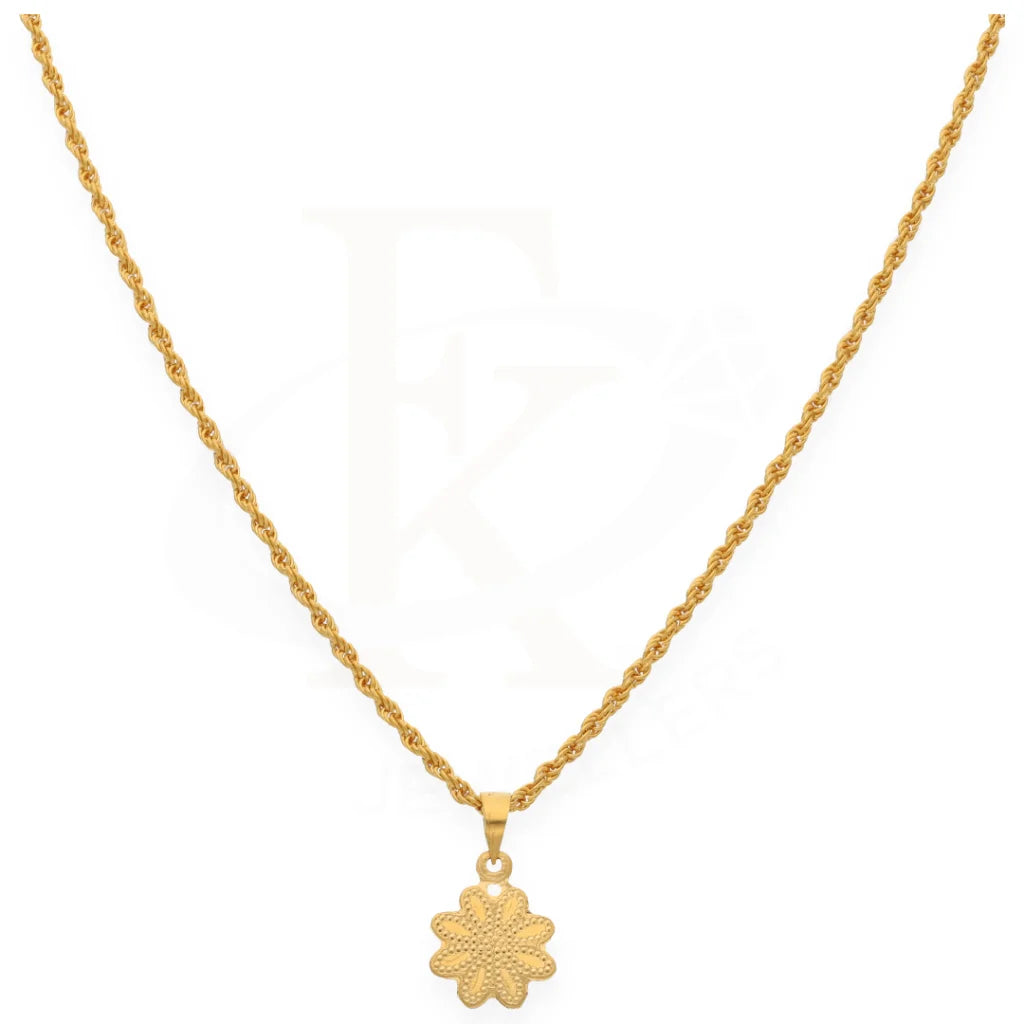 Gold Necklace (Chain With Flower Shaped Pendant) 21Kt - Fkjnkl21K7578 Necklaces