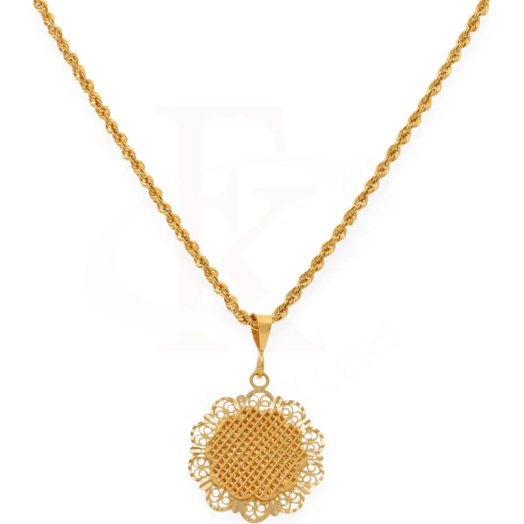 Gold Necklace (Chain With Flower Shaped Pendant) 21Kt - Fkjnkl21K7590 Necklaces