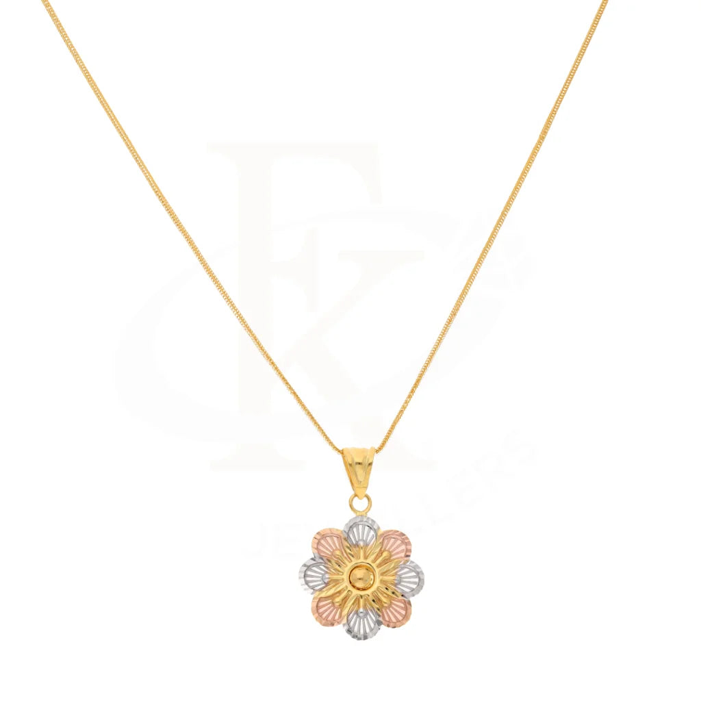 Gold Necklace (Chain With Flower Shaped Pendant) 21Kt - Fkjnkl21K8559 Necklaces