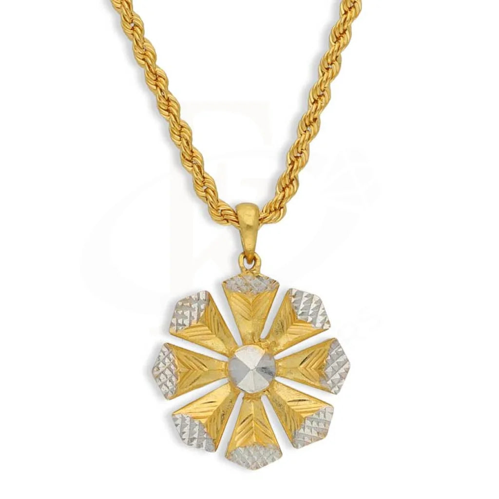 Gold Necklace (Chain With Flower Shaped Pendant) 22Kt - Fkjnkl22K2742 Necklaces