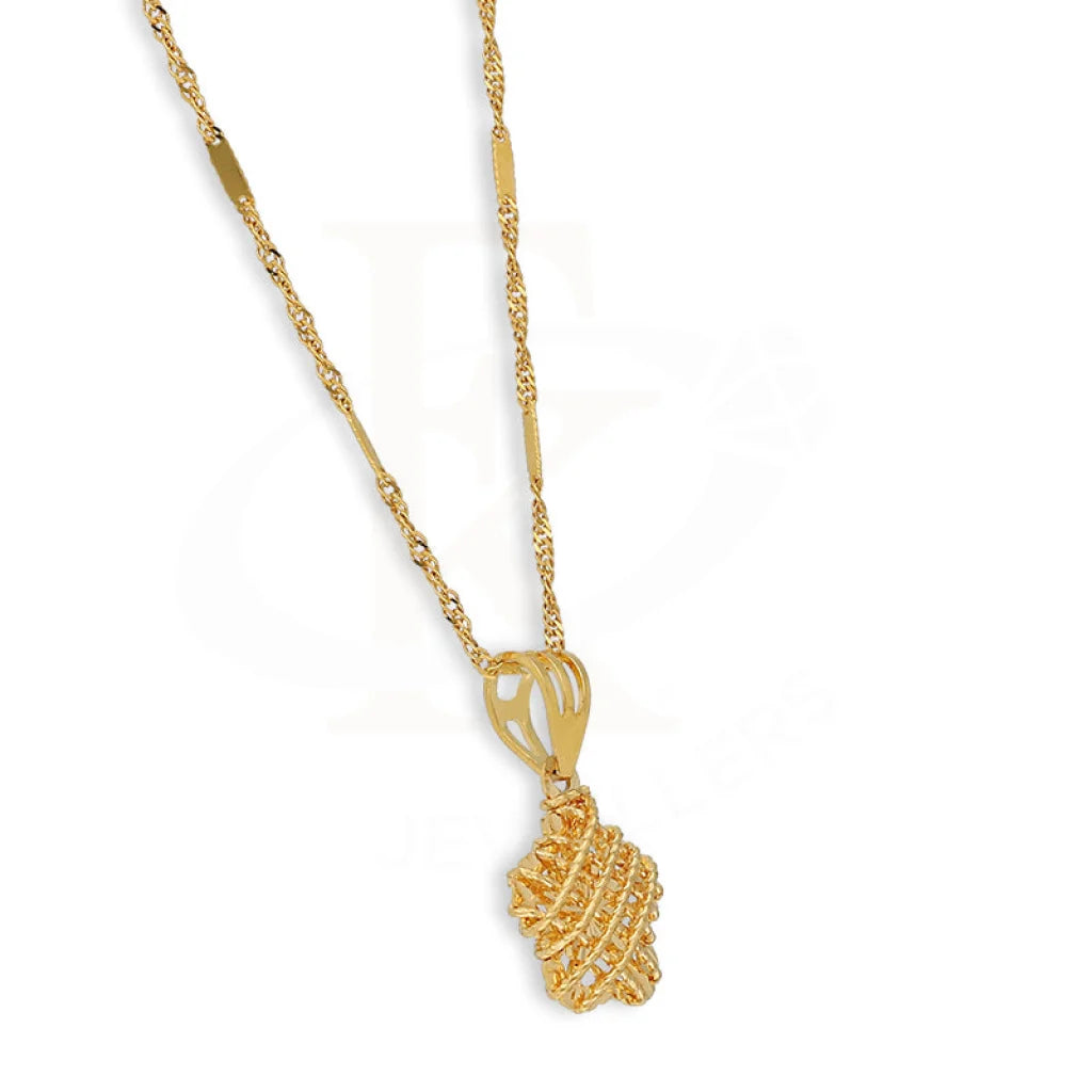 Gold Necklace (Chain With Flower Shaped Pendant) 22Kt - Fkjnkl22K5610 Necklaces