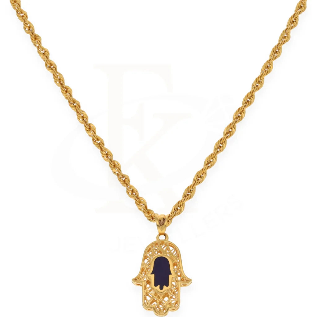 Gold Necklace (Chain With Hamsa Pendant) 21Kt - Fkjnkl21K7589 Necklaces