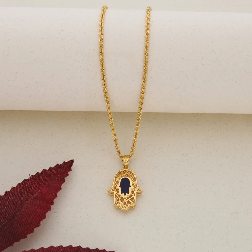 Gold Necklace (Chain With Hamsa Pendant) 21Kt - Fkjnkl21K7589 Necklaces