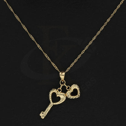 Gold Necklace (Chain With Heart And Key Shaped Pendant) 18Kt - Fkjnkl18K2247 Necklaces