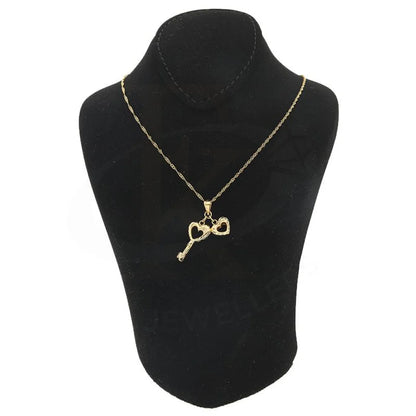 Gold Necklace (Chain With Heart And Key Shaped Pendant) 18Kt - Fkjnkl18K2247 Necklaces