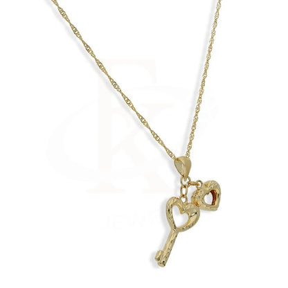 Gold Necklace (Chain With Heart And Key Shaped Pendant) 18Kt - Fkjnkl18K2247 Necklaces