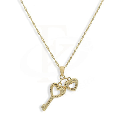 Gold Necklace (Chain With Heart And Key Shaped Pendant) 18Kt - Fkjnkl18K2247 Necklaces