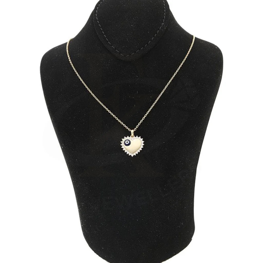 Gold Necklace (Chain With Heart Evil Eye Pendant) 18Kt - Fkjnkl1758 Necklaces