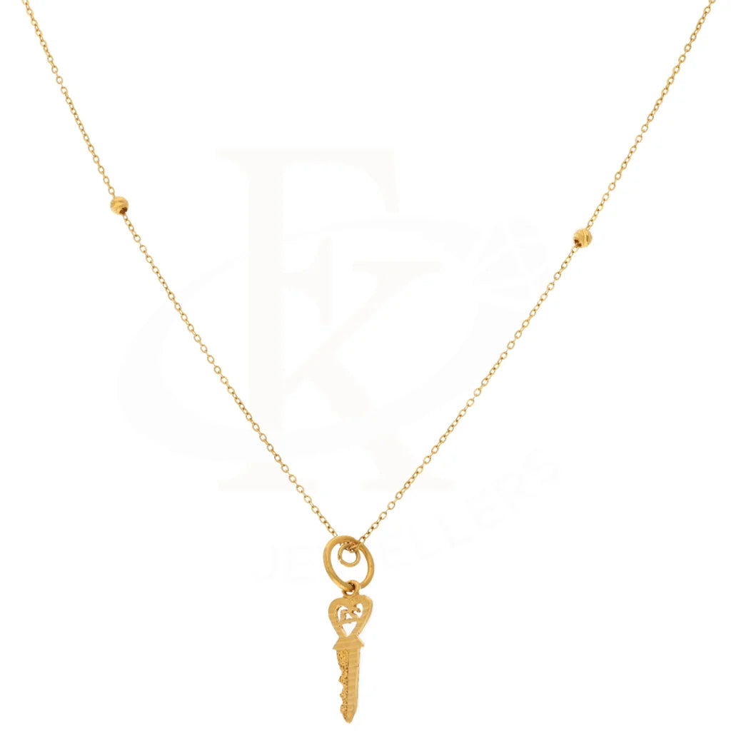 Gold Necklace (Chain With Heart In Key Pendant) 21Kt - Fkjnkl21Km8699 Necklaces