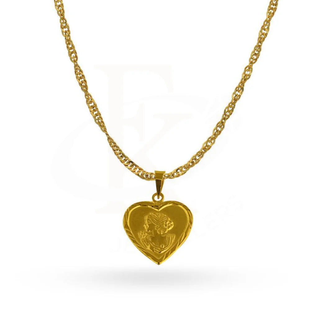 Gold Necklace (Chain With Heart Pendant) 18Kt - Fkjnkl1838 Necklaces