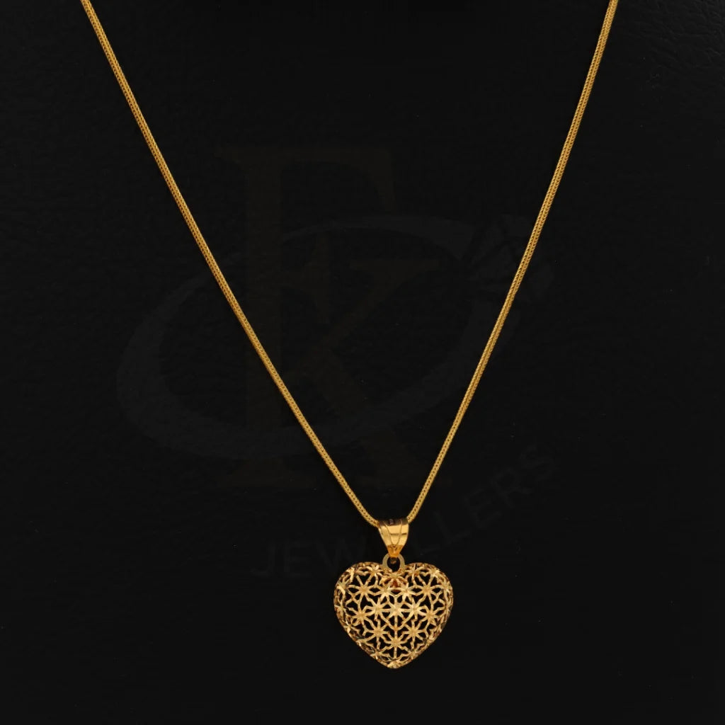 Gold Necklace (Chain With Heart Pendant) 21Kt - Fkjnkl21Km8381 Necklaces