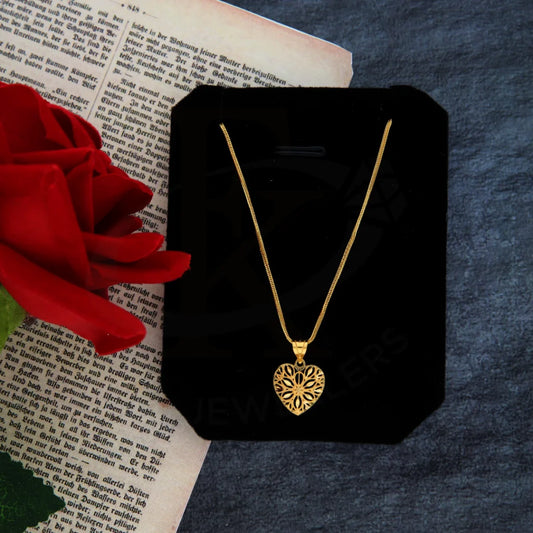 Gold Necklace (Chain With Heart Pendant) 21Kt - Fkjnkl21Km8392 Necklaces