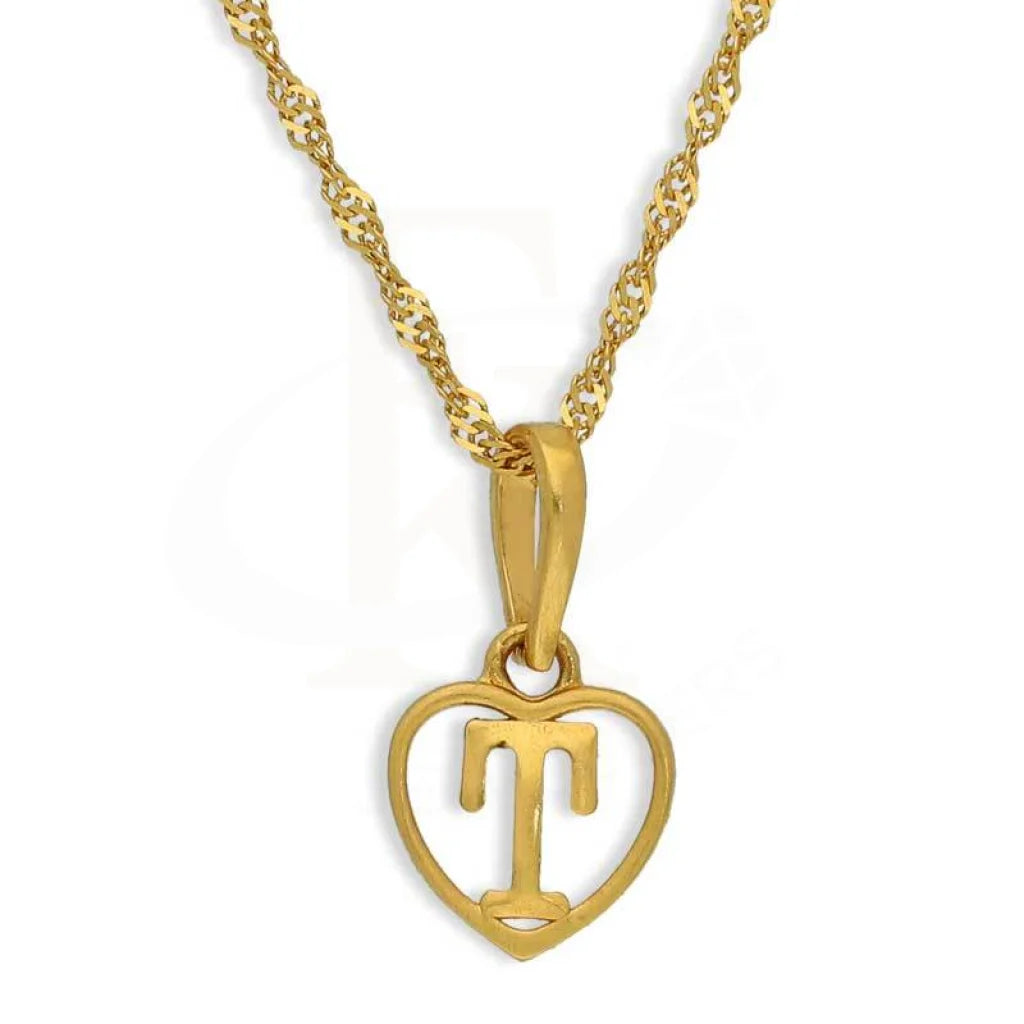 Gold Necklace (Chain With Heart Shaped Alphabet Pendant) 22Kt - Fkjnkl22K2735 T / 2.250 Grams