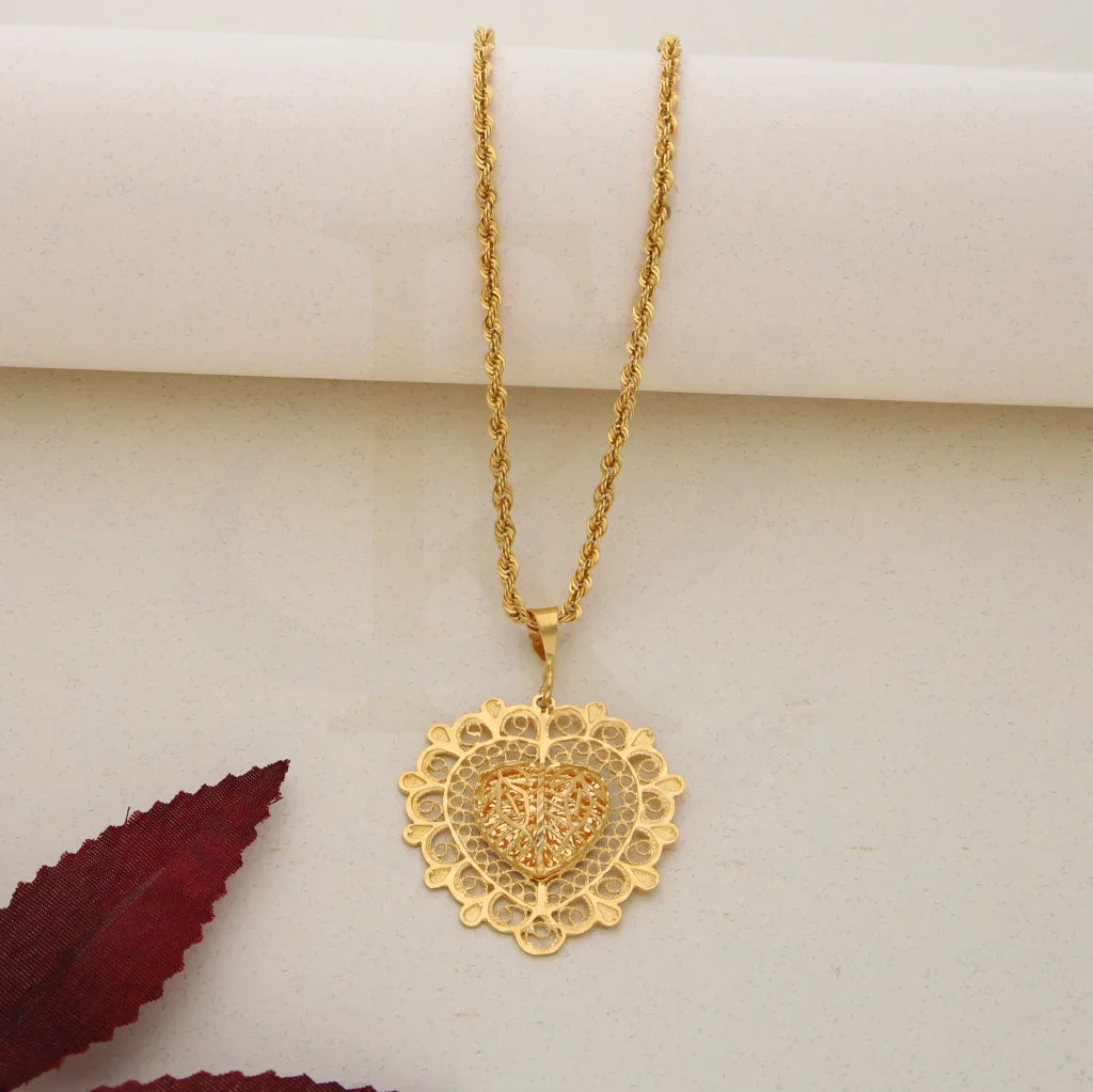 Gold Necklace ( Chain With Heart Shaped Pendant ) 21Kt - Fkjnkl21K7572 Necklaces