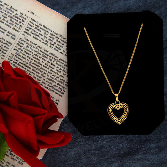 Gold Necklace (Chain With Heart Shaped Pendant) 21Kt - Fkjnkl21Km8421 Necklaces