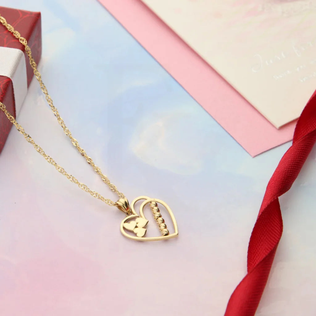 Gold Necklace (Chain With Hearts Pendant) 18Kt - Fkjnkl18K3090 Necklaces