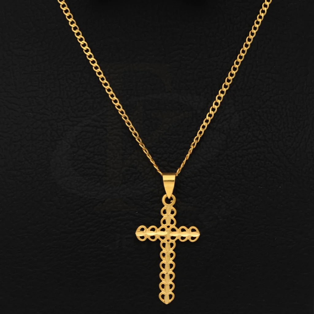 Gold Necklace (Chain With Hollow Cross Shaped Pendant) 21Kt - Fkjnkl21Km8542 Necklaces
