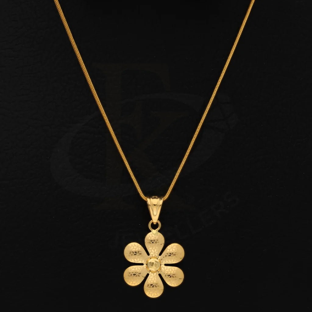 Gold Necklace (Chain With Hollow Flower Pendant) 21Kt - Fkjnkl21Km8531 Necklaces