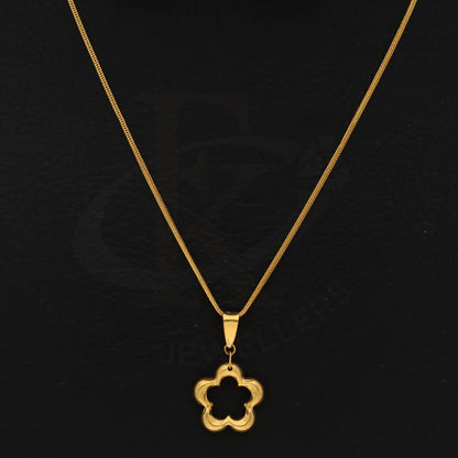 Gold Necklace (Chain With Hollow Flower Shaped Pendant) 21Kt - Fkjnkl21K8560 Necklaces