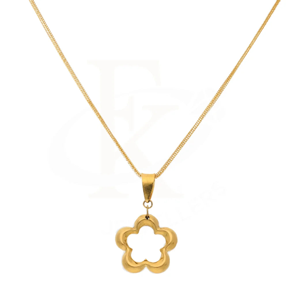 Gold Necklace (Chain With Hollow Flower Shaped Pendant) 21Kt - Fkjnkl21K8560 Necklaces