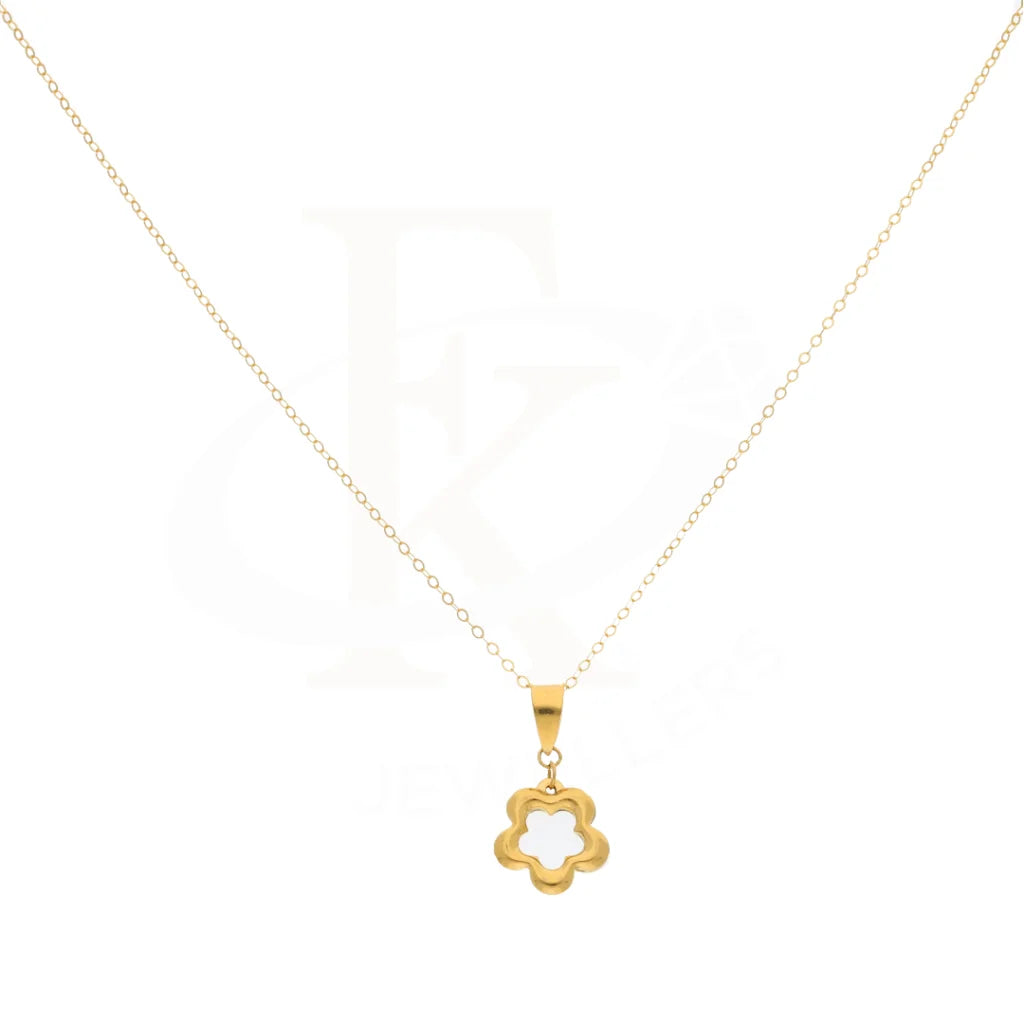 Gold Necklace (Chain With Hollow Flower Shaped Pendant) 21Kt - Fkjnkl21Km8664 Necklaces