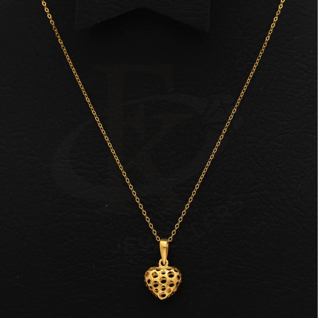 Gold Necklace (Chain With Hollow Heart Shaped Pendant) 21Kt - Fkjnkl21Km8658 Necklaces