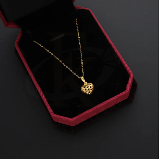 Gold Necklace (Chain With Hollow Heart Shaped Pendant) 21Kt - Fkjnkl21Km8658 Necklaces