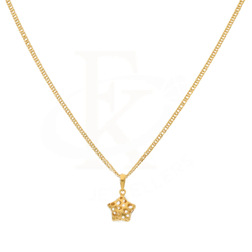 Gold Necklace (Chain With Hollow Star Pendant) 21Kt - Fkjnkl21Km8615 Necklaces