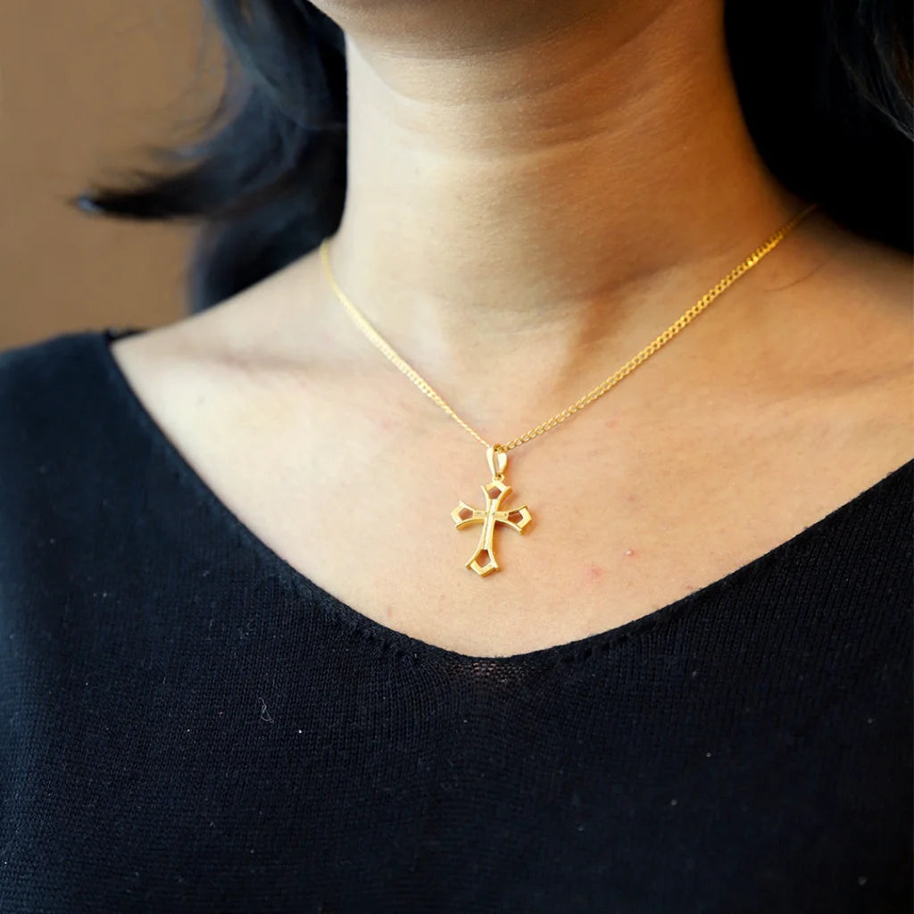 Gold Necklace (Chain With Holy Cross Pendant) 21Kt - Fkjnkl21K8569 Necklaces