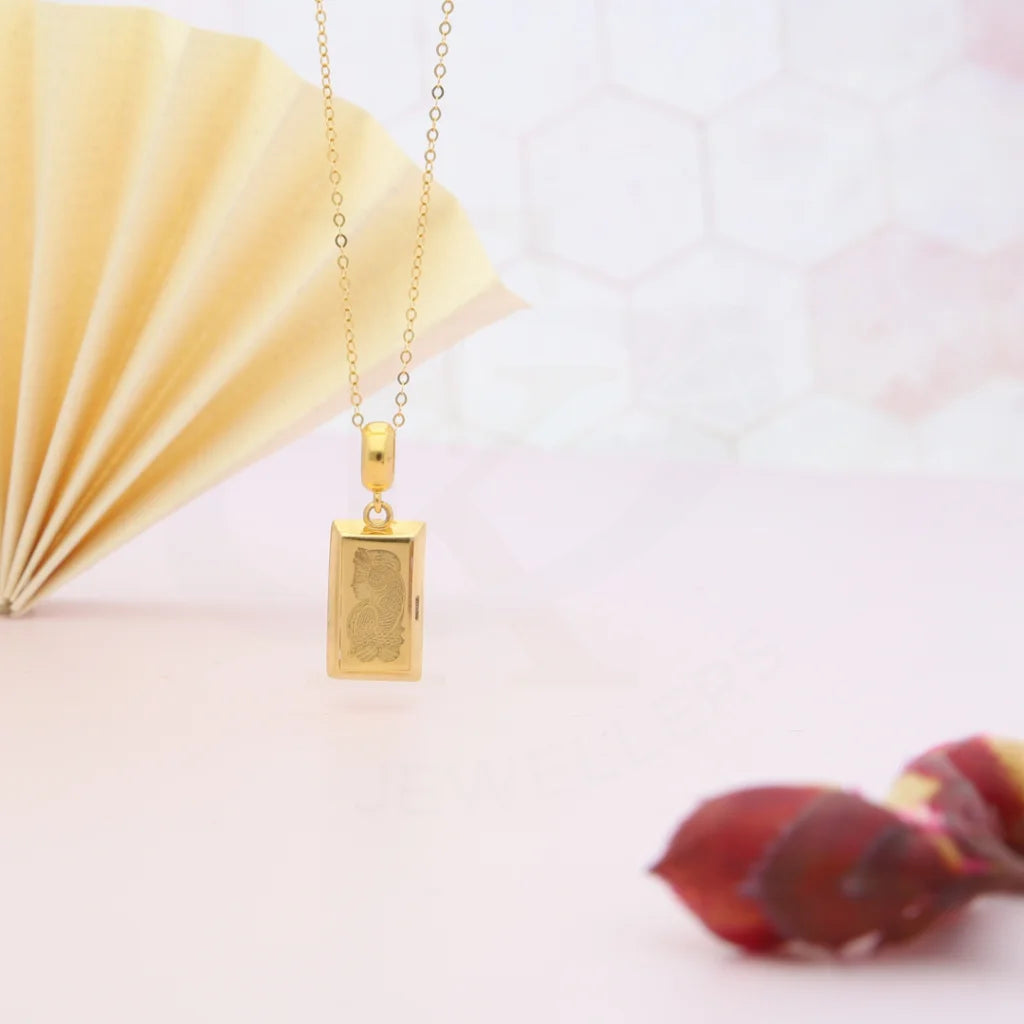 Gold Necklace (Chain With Lady Fortuna Bar Shaped Pendant) 21Kt - Fkjnkl21Km8037 Necklaces