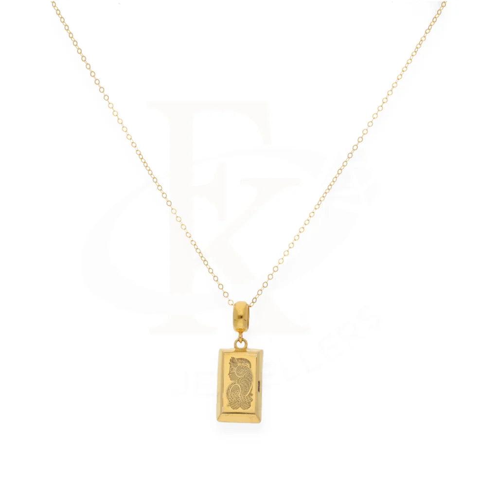 Gold Necklace (Chain With Lady Fortuna Bar Shaped Pendant) 21Kt - Fkjnkl21Km8037 Necklaces