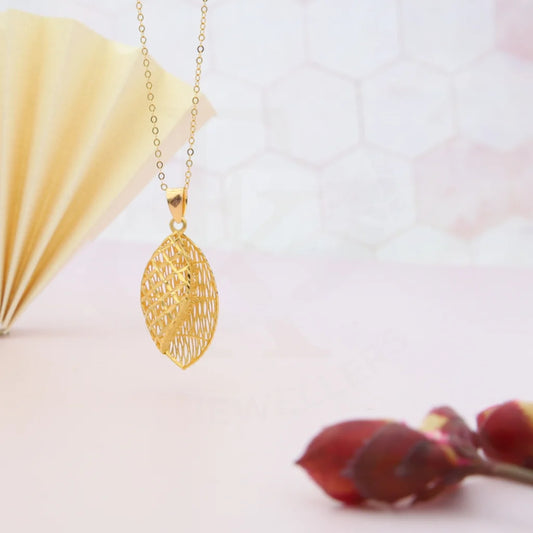 Gold Necklace (Chain With Leaf Shaped Mesh Pendant) 21Kt - Fkjnkl21Km8041 Necklaces