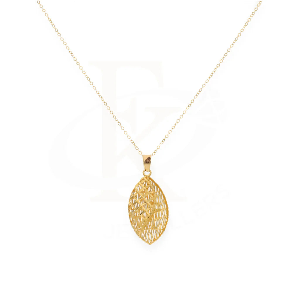 Gold Necklace (Chain With Leaf Shaped Mesh Pendant) 21Kt - Fkjnkl21Km8041 Necklaces