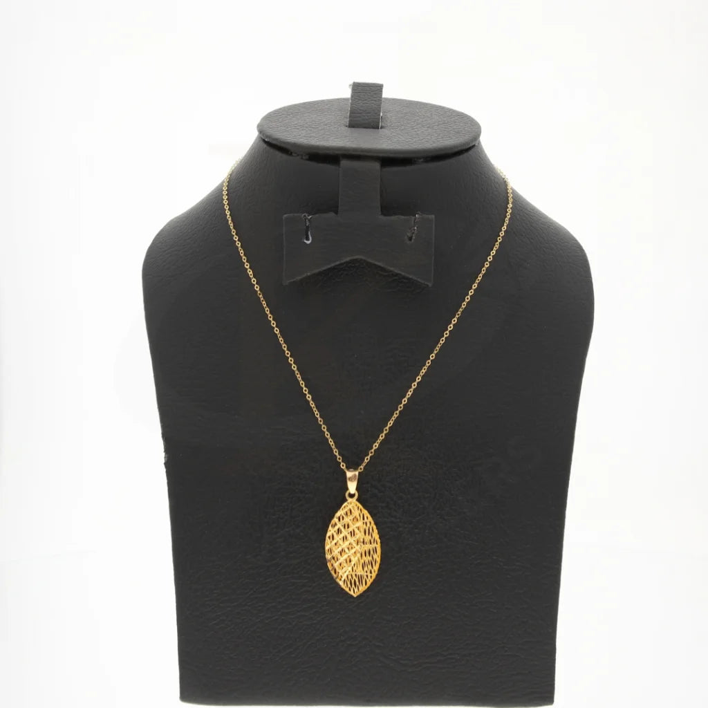 Gold Necklace (Chain With Leaf Shaped Mesh Pendant) 21Kt - Fkjnkl21Km8041 Necklaces